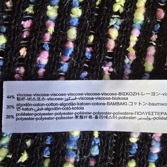 Zara multicolor knit tweed open front fringe cardigan size large - Picture 15 of 15